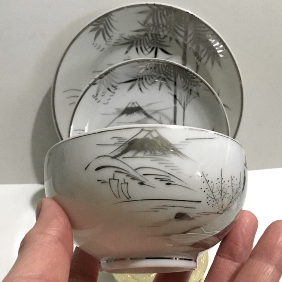 Vintage Kutani Porcelain Lithophane 3 piece set - Picture 5 of 15